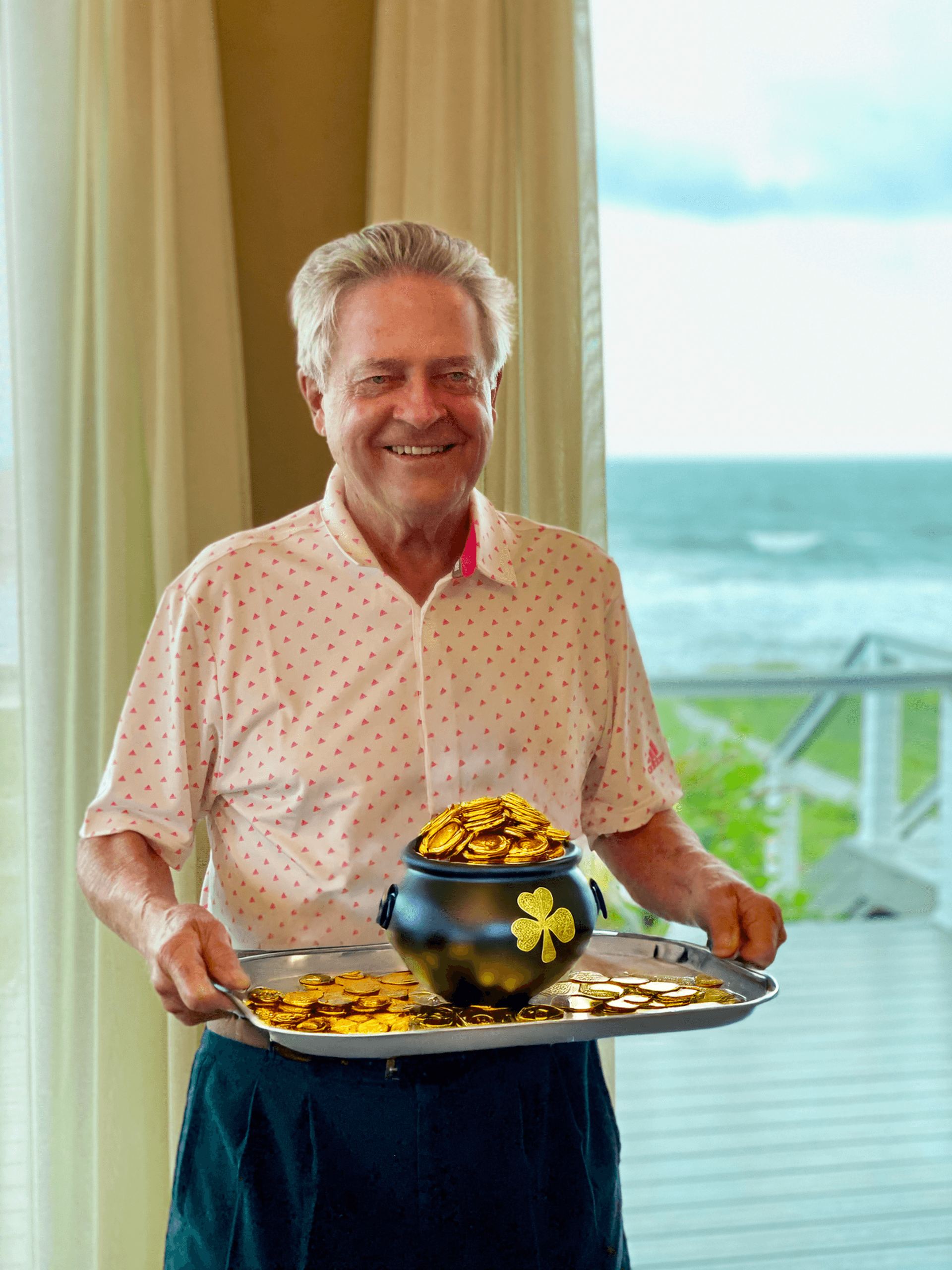 Pop holding the Pot-O-Gold